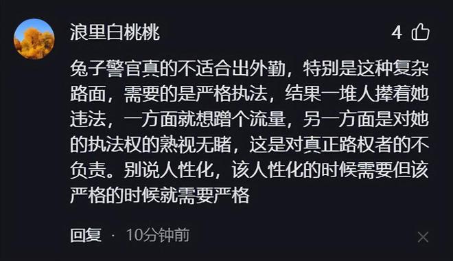 杭州兔子警官执勤时有人当面闯红灯